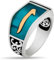 Herren-Ring aus Sterlingsilber, mit blauer Emaille, arabischer Elif-Alif-Schrift, elegantes Design, Stein:, Onyx