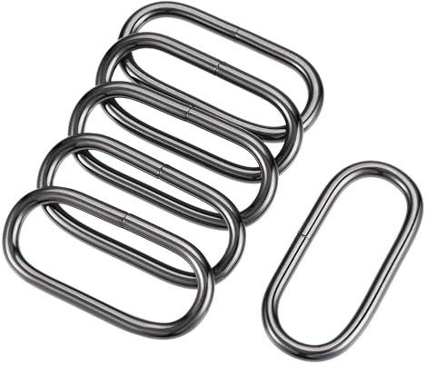 sourcing map 6Stk. Eisen Ring ovale Schnalle für Handtasche Gürtel DIY 50x19mm schwarz