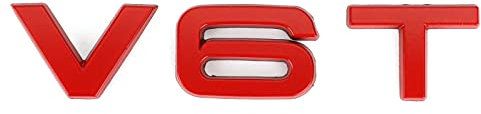 Areyourshop V6T Emblem für A1 A3 A4 A5 A6 A7 Q3 Q5 Q7 S6 S7 S8 S4 SQ5 Rot