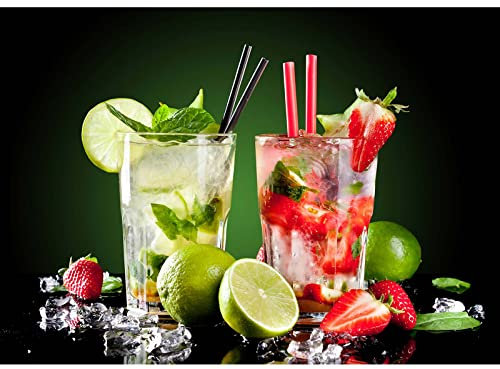 BRICOFLOR Mojito Bild in Grün und Rot | Leinwand Küchenbild mit Cocktail Motiv | Modernes Wandbild ideal für Küche und Bar auf Keilrahmen