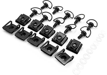 AfterMokit Lot de 10 attaches à dégagement rapide de 1,4 cm pour carénage, boulons et goujons quart de tour avec clips Noir