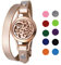 OIDEA Damen Armband Leder Aromatherapie: Rosegold Lederarmband aus Edelstahl Wolke Doppel-Lap mit 10 Filz-Pads Armreif Handgelenk Schmuck Geschenk für Frauen Mädchen