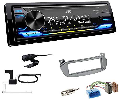 JVC KD-X472DBT 1-DIN Autoradio Bluetooth USB inkl DAB Antenne Einbauset passend für Suzuki Alto ab 2009 Silber