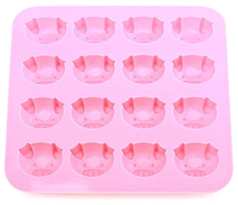 Silikonkuchen Backformen Schwein Gesichtsgeformte Schokoladengelee -gebäck Herstellt Formen 16 Hohlräume Eis Süßigkeitsschalen Rosa, Silikonkuchenform, Silikon -schweine -gesicht -kuchenform, Silikon