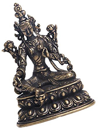 Veemoon Figur Tara Statuette Tempel Hinduismus Einweihungsgöttin Maitreya Tisch Schreibtischdekor Sitzend Amulett Für Mitgefühl Bodhisattva Hindu Messing Auto Grün Glück Ornamente
