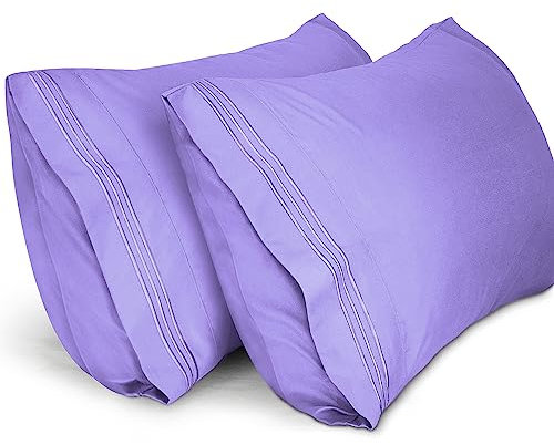 Lirex 2er Pack Kissenbezug 40 x 60 cm, Weiche Gebürstete Mikrofaser-Kissenbezüge, Hotelverschluss kopfkissen bezug,Kopfkissenbezug aus weichem Mikrofaser ,Oeko-TEX Zertifiziert (Hellviolett)