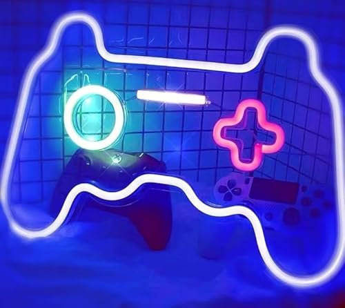 tekstap Gaming Neon Schild Coole 6-Stufiges Dimmen mit Memory-Funktion,Hingucker Neon Sign für Wand Dekor USB-Powered Game LED Schild für Bar Schlafzimmer Party Dekoration Geschenk