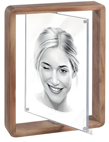 Mascagni Casa Bilderrahmen, 10 x 15 cm, Holz, doppelseitig, drehbar, Walnuss