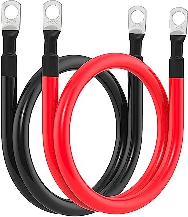 Gopayia 4 AWG Battery Cable 4AWG Gauge Battery Inverter Cables for Automotive Solar Marine Boat RV Car Motorcycle (4 AWG, 18in, 3/8)