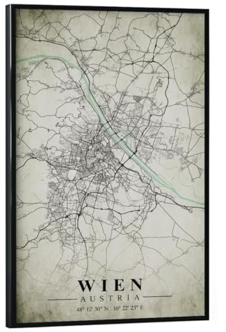 artboxONE Poster mit schwarzem Rahmen 60x40 cm Städte/Wien Wien Vintage CityMap - Bild Wien