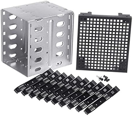 Exogio Jaula de Disco Duro 5,25 Pulgadas una 5 X 3,5 Pulgadas SATA HDD Cage Rack Caja de Disco Duro Disco Duro Bandeja de Disco Adaptador