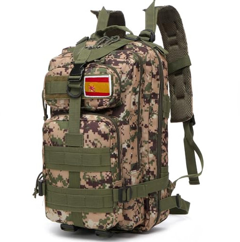 GUJOIN Mochila De Pesca De 20 Litros Impermeable De Nailon Duradera,Mochila Deportiva Táctica Militar Al Aire Libre Mochilas De Senderismo Casual (Camuflaje verde)