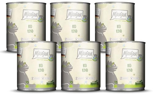 MjAMjAM – Premium Nassfutter für Katzen - natürlich lecker – Bio Rind, 6er Pack (6 x 800g), getreidefrei mit extra viel Fleisch