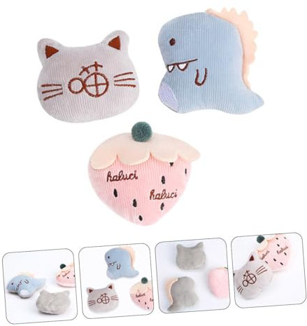 Abaodam 3stücke Teiliges Set Bunten Cartoon-Katzen-plüschspielzeugen Beißspielzeuge Für Katzen Weiche Und Sichere Zahnungshilfen Für Spielerisches Und Zähnepflege