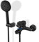 ROVOGO Schwarze Badewannenarmatur mit 5-Funktionen Handbrause, Aufgerüstet Messing Drehbare Umsteller, Einhand Wannenarmatur, Badewanne armatur mit Brausehalter und 150 cm Schlauch für Wandmontage