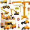 Morofme Bagger Tortendeko 21 Stück, Baustelle Kuchen Deko geburtstag 2 jahre, LKW Bulldozer Cupcake Topper, Baustelle Verkehr Straßenzeichen Thema Tortendeko Spielzeug für Junge Mädchen