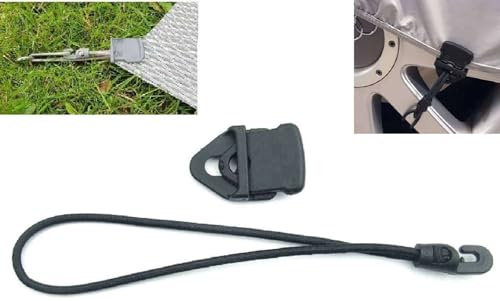 10 x Holdon® Planenclips MINI Schwarz + 25 cm Ø 4 mm Spanngummi Spannfix - Planenspanner Clips mit Bungee Gummi