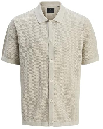 JACK & JONES Male Gestricktes Polo Einfarbig Gestricktes Polo | Recyceltes Material | Loose Fit | Polokragen | Kurzarm | unifarben | atmungsaktiv | Ohne Verschluss | Basic-Style