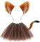 FUIPVGI 3 teiliges Fuchs Kostüm im Lieferumfang enthalten, künstliche Fuchsohren,Fuchsschwanz, Tutu-Rock für Erwachsene und Kinder,Verkleiden von Fuchs-Cosplay, Halloween-Kostüm, Bühnenshow (braun)