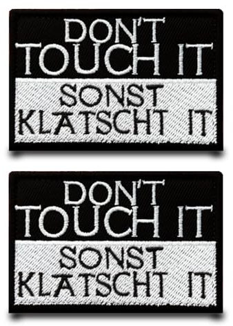 2 Stück Don't Touch It,Sonst Klatscht It Taktisch Patch Militär Abzeichen Aufnäher mit Stickerei Lustiger Flagge Patch Applikation für Jeans Rucksäcke Jacke Hundegeschirr Kleidung Taschen Weste