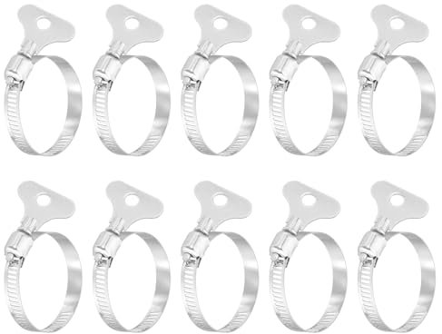 sourcing map 15Pcs Stainless Steel Hose Clamps Worm Gear Hose Clamp, 32-44mm(1-1/4 to 1-3/4) Adjustable Thumb Screw Key Type Clamps Fuel Line Clamps 8mm Bandwidth for Plumbing, Automotive