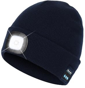 Berretto Bluetooth con luce, berretto con cuffie e microfono integrato, regalo per uomini, donne e adolescenti