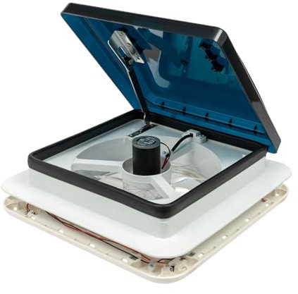 Tagtuell RV Dachventilator 12V, Wohnmobildach Abluftventilator Lüfter mit LED-Licht, Reversibler Abluftventilator, Dachfenster Dachhaube Vent für Wohnmobil Camper, Starke Windkraf