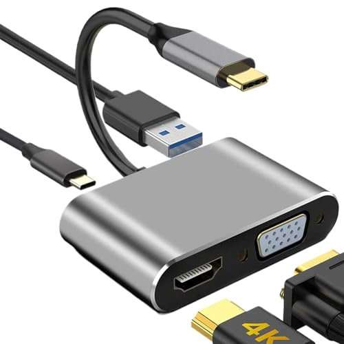 Typ-C auf HD-Multimedia-Schnittstelle, Multiport-Adapter, Stecker auf Buchse, Multi-Display-Video-Konverter, Monitor-Anschluss, tragbarer HDTV-Port-Hub für Konferenzpräsentationen