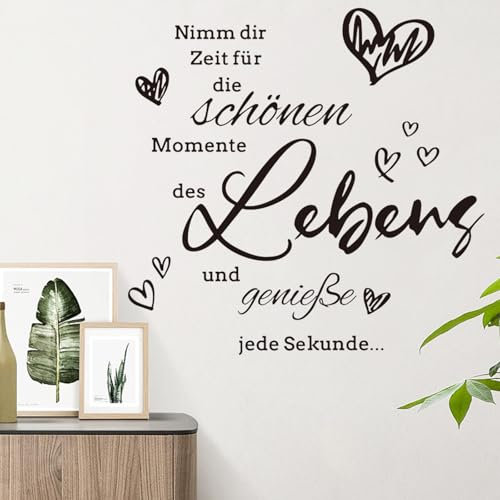 Wandtattoo Wanddeko Wohnzimmer Modern Nimm dir Zeit für die Schönen Momente Wandtattoo Sprüche und Zitate Schwarz Herzen Wandaufkleber Wandsticker für Schlafzimmer Badezimmer Küche