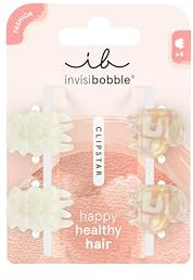 invisibobble Clipstar XS Petit Rainbow (4 Stück) – Haarspangen Set für Kinder & Erwachsene – Herz-Design in sanften Beige-Tönen – Haarkrebse für Mädchen, Jungen & alle, die verspielte Styles lieben
