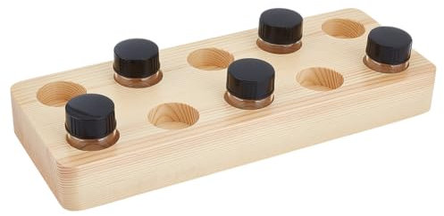 PH PandaHall 10pcs Wood Inkwell holder With 7ml Ink Bottle, Empty Clear Paint Storage Bottles Refillable Ink Containers Vials with Plastic Lid for Painting Pigments Calligraphy Essential Oil