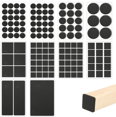141 Stück Filzgleiter Selbstklebend Schwarz 5 mm Dicke Anti Rutsch Pads Runde und Rechteckige Antirutsch Pads Filzgleiter für Stühle Sofas Schrank (8 Größen)