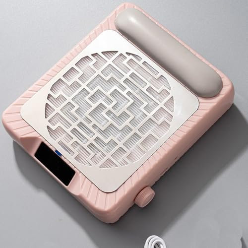 Nail Dust Collector with 2 Reusable Filter, Rechargeable Nail Dust Extractor, Professional Powerful Dust Collector Nail Salon Low Noise & 40 Speed with Hand Pillow & Manicure Pedicure Tool