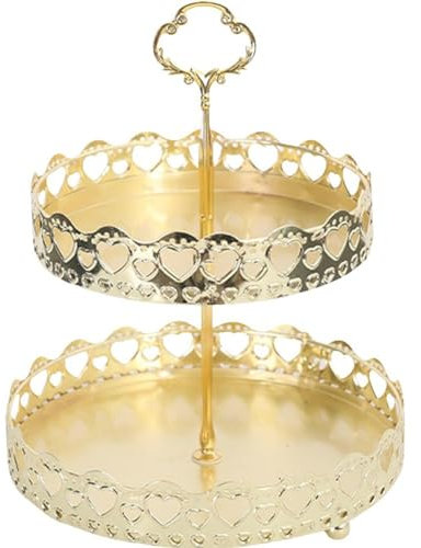 Soporte para Tartas Dorado, Soporte Redondo De Metal De 2 Niveles para Cupcakes, Bandeja para Servir Postres Y Frutas, Bandejas para Postres para Bodas Y Fiestas De Cumpleaños.