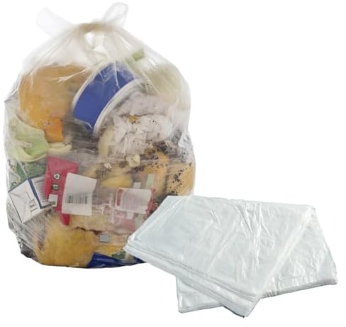 90L (18x29x39) Clear Transparent Strong Plastic Rubbish Waste Refuse Bin Bags (100 Sacks)