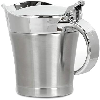 XAGMODSHN Salsiera termica a doppia parete in acciaio inossidabile Pentole per salsa di pomodoro Tubo di condimento di grande capacità con coperchio incernierato Dispenser per salsa di grande capacità