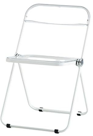 YPAPBHT Acrylstuhl Transparenter Klappstuhl mit Rückenlehne Leichter Luxus-Esszimmerstuhl faltbar und stapelbar(White)