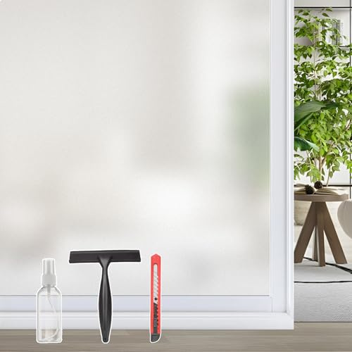 aboveBED Milchglas Fensterfolie Blickdicht - 100 x 200 cm, Statisch Haftend Ohne Kleber, Sichtschutzfolie Fenster Anti-UV, Wiederverwendbare Dekorfolie für Zuhause & Büro