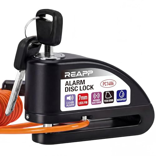 REAPP Antivol Moto Renforcé, Bloque Disque Alarme 110dB Bloc Haute Sécurité