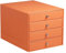 Rhodia 318964C Schubladenbox (mit 4 Schubladen, Griffe aus Metall, Kunstleder, elegant und praktisch, ideal für Ihr Büro oder Ihr zu Hause) 1 Stück, tangerine
