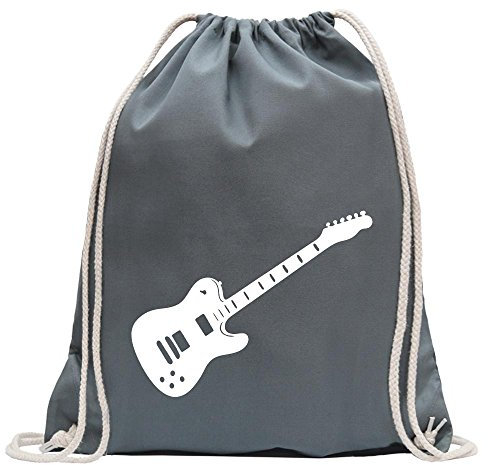 Kiwistar - Turnbeutel - stahlgrau - E-Gitarre - Rock - Heavy Metal - Fun Rucksack Sport Beutel Gymsack Baumwolle mit Ziehgurt