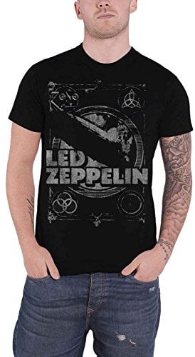 Led Zeppelin T Shirt Vintage Print LED ZEPP 1 Band Logo Official Mens Black S