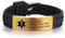 Lam Hub Fong Kostenlose Gravur 9 Zoll Silikon Einstellbare Medizinische Armbänder Sport Emergency ID Armbänder Für Männer Frauen Kinder wasserdichte Edelstahl Gummi Alarm Armbänder (Black-Gold)
