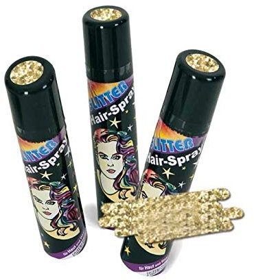 PARTY DISCOUNT® Farbiges Haarspray - lässt Sich Wieder auswaschen, mit Glitter Gold, 100 ml