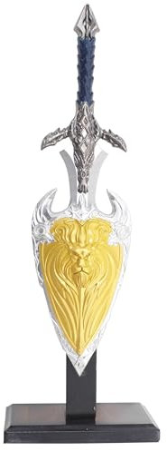 RKS DIFFUSION Warcraft Coupe Papier Epee Anduin Lothar avec Support et Bouclier Ouvre Lettre