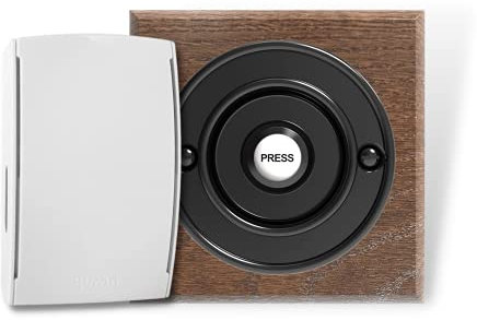 Wireless Doorbell Kit with Period Style Black Bell Push on a Tudor Oak Plinth