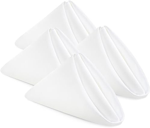 Utopia Home Stoffservietten, 43,2 x 43,2 cm, 100% Polyester, mit gesäumten Kanten, waschbare Servietten, ideal für Partys, Hochzeiten und Abendessen, Weiß, 24 Stück