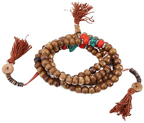 108 Perlen tibetisch-buddhistisches Gebets-Rosenkranz Yak-Knochen tibetisch-buddhistische Gebetskette buddhistisches Stretch-Armband Buddha Armband Halskette handgefertigt buddhistische