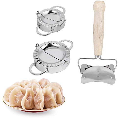 Dumpling Maker Set Knödel-Maschine Edelstahl Holz-Roll Ravioli Dumpling Maker Wrapper Pierogie Pie Quetschen Gebäck Pin- Handbuch Dumpling Maker