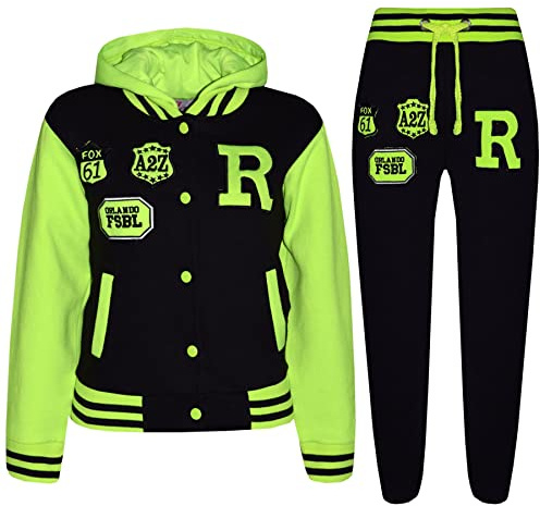 A2Z 4 Kids Tracksuit B.B Hooded Jacket With Joggers R Fashion FOX - T.S Baseball Black & Neon Green._2-3